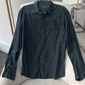 John Varvatos Black / Green Button-Up Shirt
